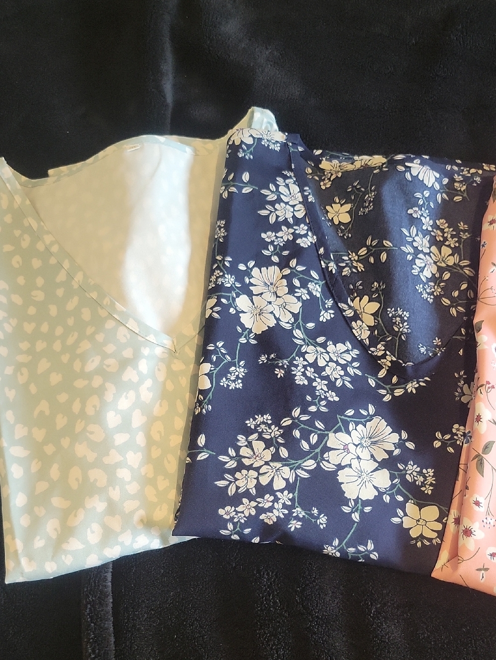 Floral & Polka Dot Mixed Sleepwear Bundle - Navy, Peach, Yellow, Cream - Picture 2 of 9